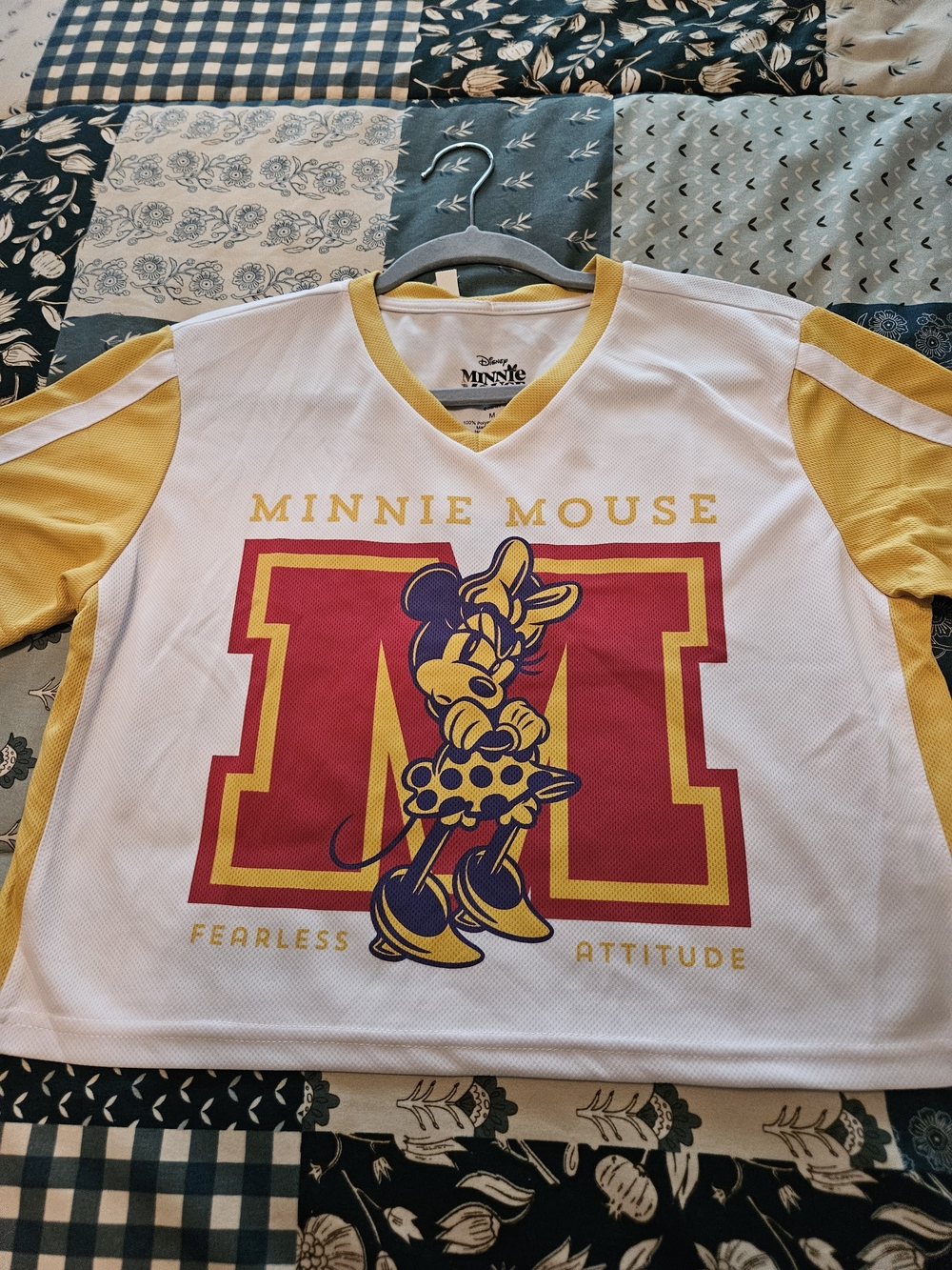 Disney Minnie Mouse White & Yellow Graphic Top - Fearless Attitude